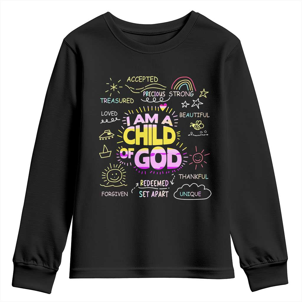 I Am A Child Of God Youth Sweatshirt Retro Christian Jesus Faith TS02 Black Print Your Wear