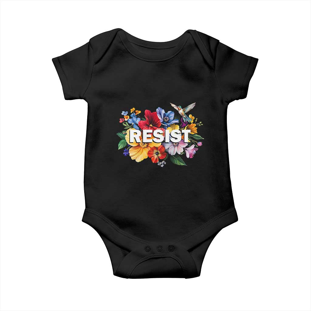 Resist Floral Baby Onesie Retro Botanical Graphic TS02 Black Print Your Wear