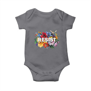 Resist Floral Baby Onesie Retro Botanical Graphic TS02 Charcoal Print Your Wear