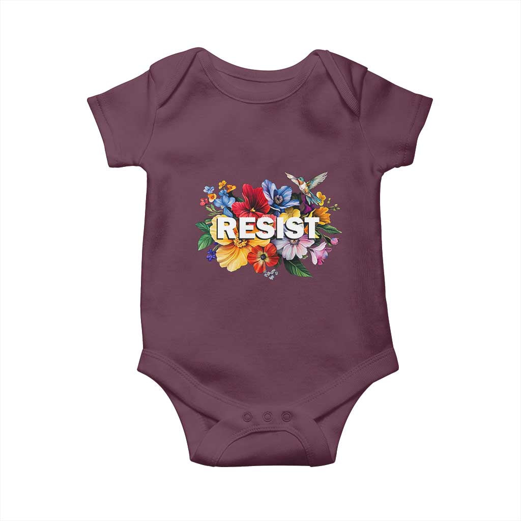 Resist Floral Baby Onesie Retro Botanical Graphic TS02 Maroon Print Your Wear