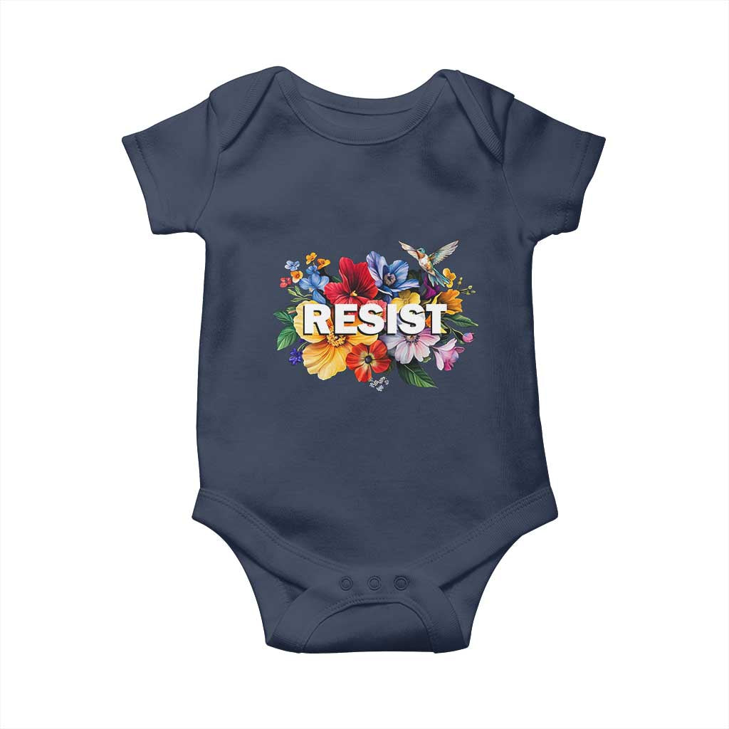Resist Floral Baby Onesie Retro Botanical Graphic TS02 Navy Print Your Wear