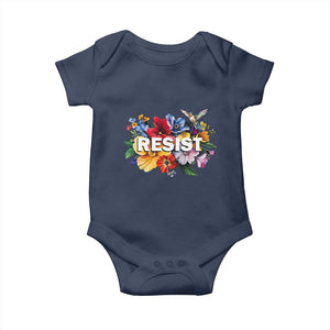 Resist Floral Baby Onesie Retro Botanical Graphic TS02 Navy Print Your Wear