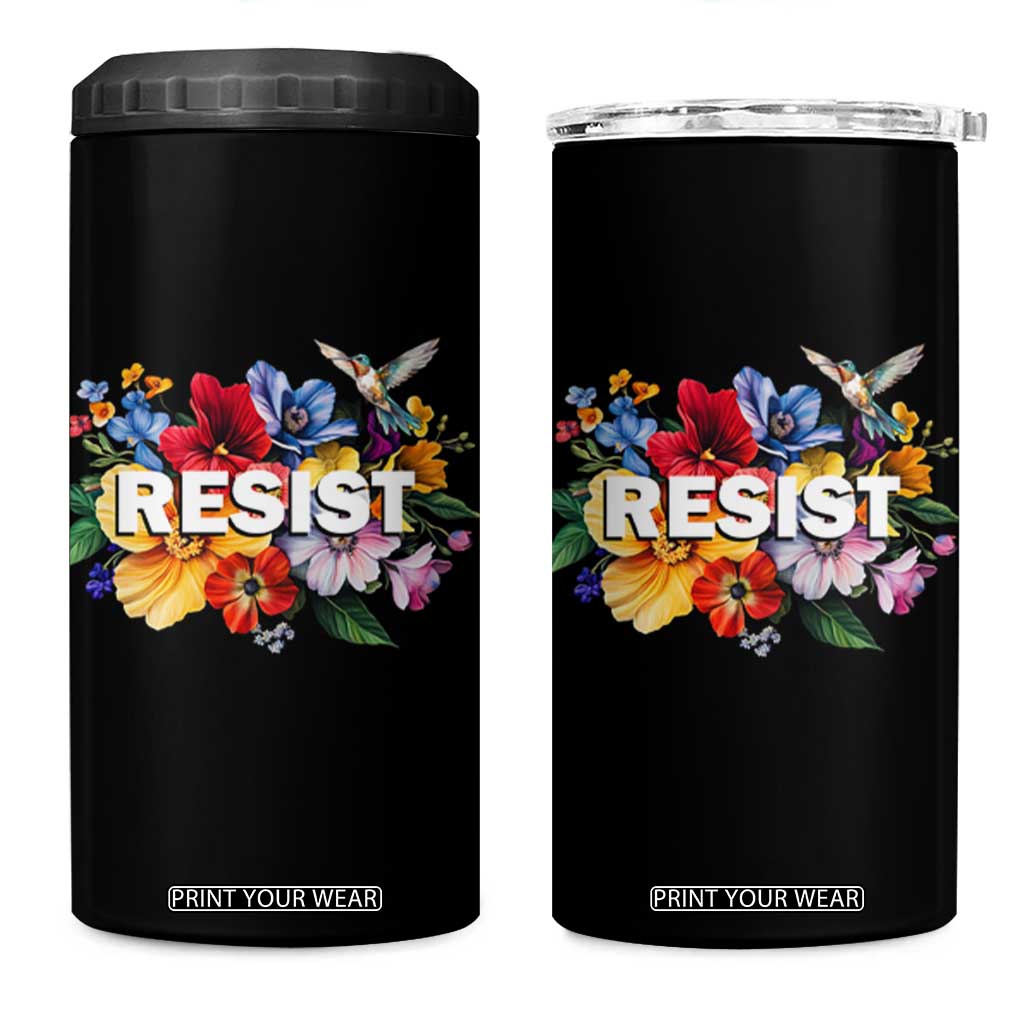 Resist Floral 4 in 1 Can Cooler Tumbler Retro Botanical Graphic TS02 One Size: 16 oz Black Print Your Wear