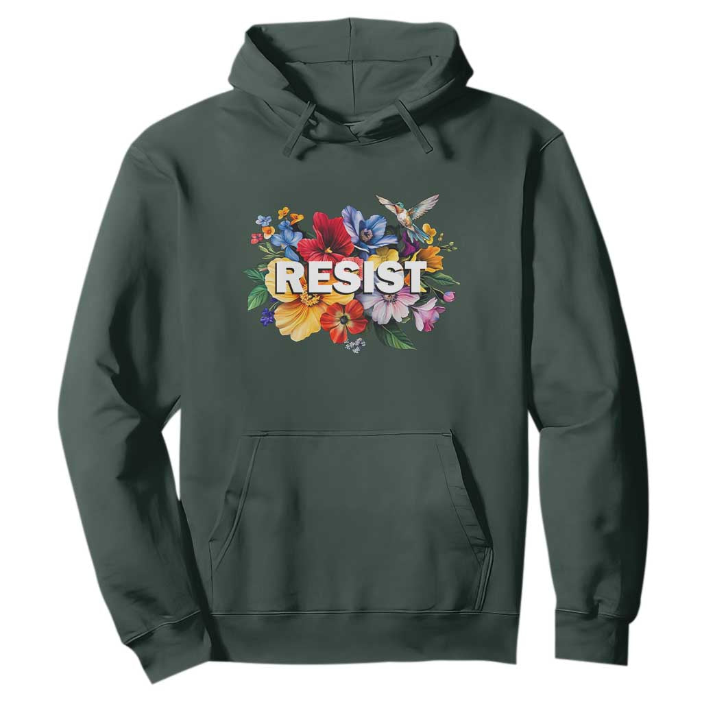 Resist Floral Hoodie Retro Botanical Graphic TS02 Dark Forest Green Print Your Wear