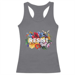 Resist Floral Racerback Tank Top Retro Botanical Graphic TS02 Charcoal Print Your Wear