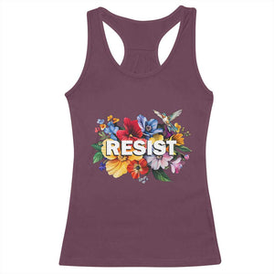 Resist Floral Racerback Tank Top Retro Botanical Graphic TS02 Maroon Print Your Wear