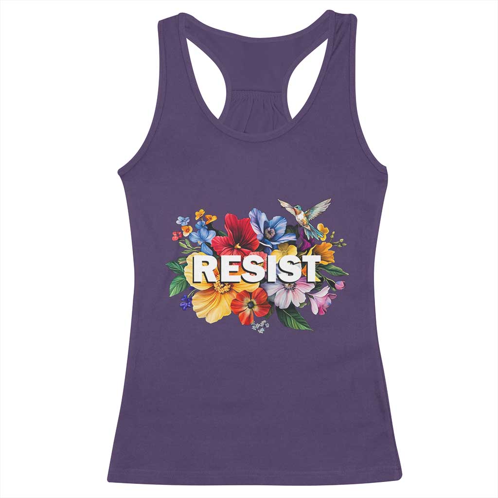 Resist Floral Racerback Tank Top Retro Botanical Graphic TS02 Purple Print Your Wear