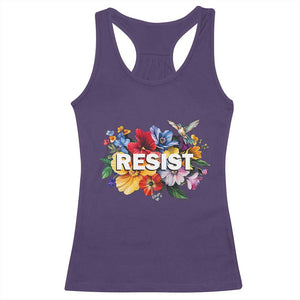 Resist Floral Racerback Tank Top Retro Botanical Graphic TS02 Purple Print Your Wear