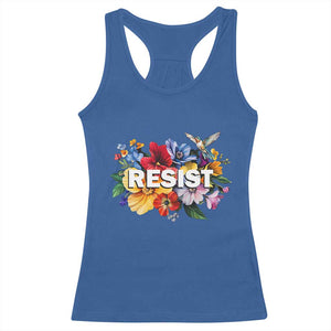 Resist Floral Racerback Tank Top Retro Botanical Graphic TS02 Royal Blue Print Your Wear