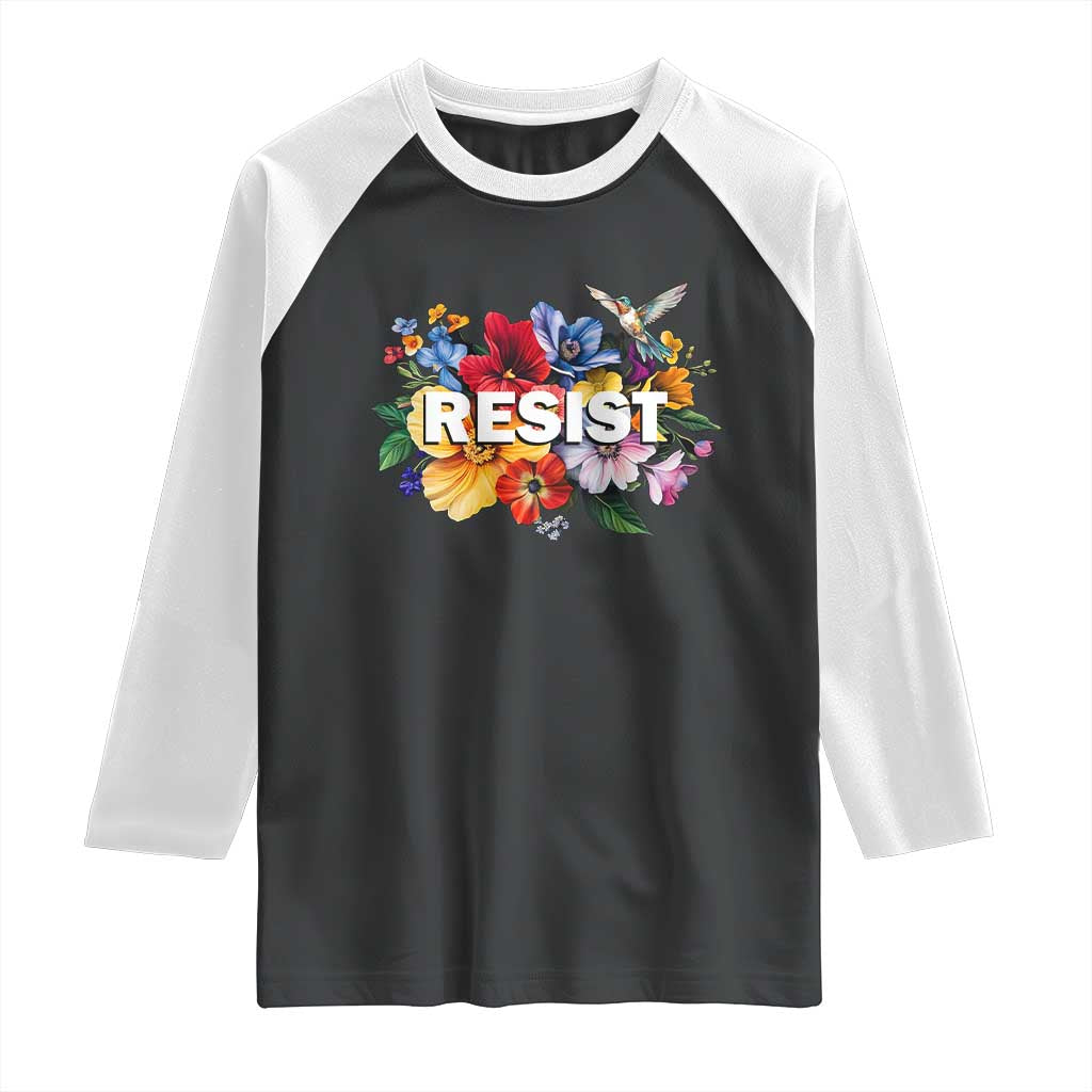 Resist Floral Raglan Shirt Retro Botanical Graphic TS02 Black White Print Your Wear