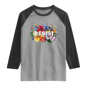 Resist Floral Raglan Shirt Retro Botanical Graphic TS02 Sport Gray Black Print Your Wear
