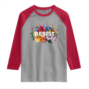Resist Floral Raglan Shirt Retro Botanical Graphic TS02 Sport Gray Red Print Your Wear