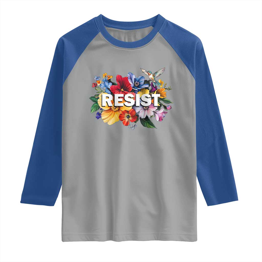 Resist Floral Raglan Shirt Retro Botanical Graphic TS02 Sport Gray Royal Print Your Wear
