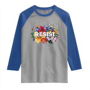 Resist Floral Raglan Shirt Retro Botanical Graphic TS02 Sport Gray Royal Print Your Wear