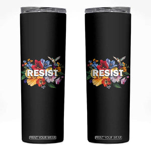 Resist Floral Skinny Tumbler Retro Botanical Graphic TS02 Black Print Your Wear