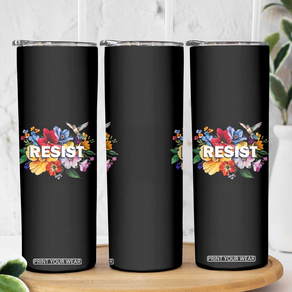 Resist Floral Skinny Tumbler Retro Botanical Graphic TS02 Print Your Wear