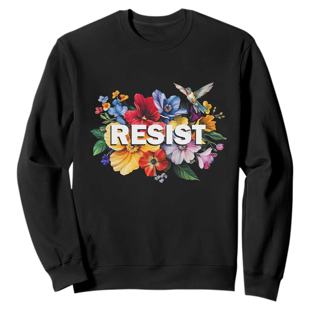 Resist Floral Sweatshirt Retro Botanical Graphic TS02 Black Print Your Wear