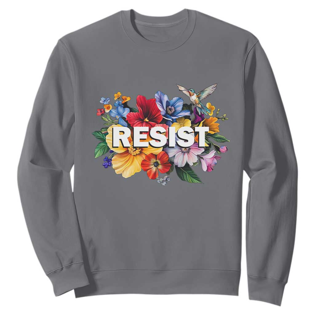 Resist Floral Sweatshirt Retro Botanical Graphic TS02 Charcoal Print Your Wear