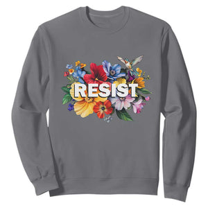 Resist Floral Sweatshirt Retro Botanical Graphic TS02 Charcoal Print Your Wear