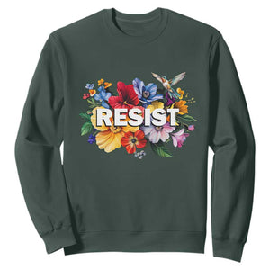 Resist Floral Sweatshirt Retro Botanical Graphic TS02 Dark Forest Green Print Your Wear