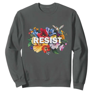 Resist Floral Sweatshirt Retro Botanical Graphic TS02 Dark Heather Print Your Wear