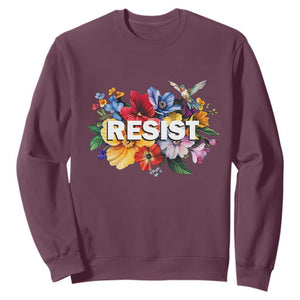Resist Floral Sweatshirt Retro Botanical Graphic TS02 Maroon Print Your Wear