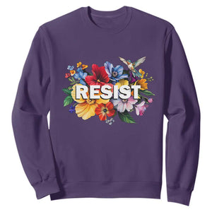 Resist Floral Sweatshirt Retro Botanical Graphic TS02 Purple Print Your Wear