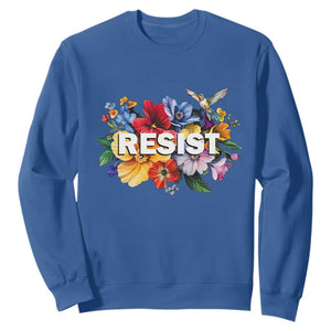 Resist Floral Sweatshirt Retro Botanical Graphic TS02 Royal Blue Print Your Wear
