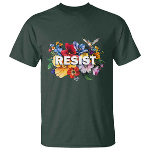 Resist Floral T Shirt Retro Botanical Graphic TS02 Dark Forest Green Print Your Wear