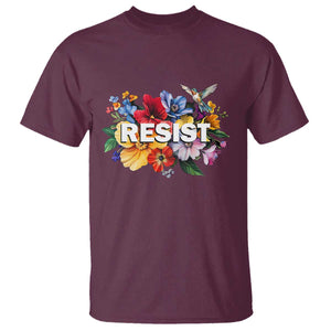 Resist Floral T Shirt Retro Botanical Graphic TS02 Maroon Print Your Wear