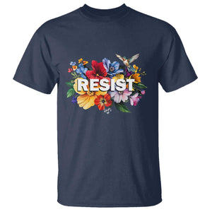 Resist Floral T Shirt Retro Botanical Graphic TS02 Navy Print Your Wear