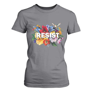 Resist Floral T Shirt For Women Retro Botanical Graphic TS02 Charcoal Print Your Wear