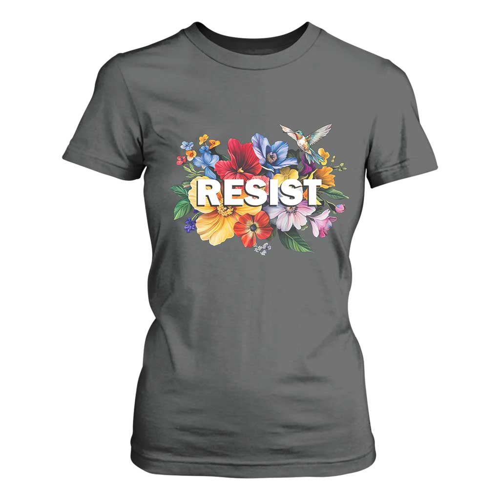 Resist Floral T Shirt For Women Retro Botanical Graphic TS02 Dark Heather Print Your Wear