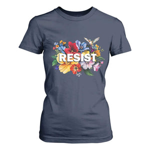 Resist Floral T Shirt For Women Retro Botanical Graphic TS02 Navy Print Your Wear