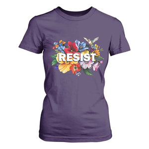 Resist Floral T Shirt For Women Retro Botanical Graphic TS02 Purple Print Your Wear