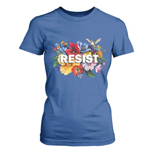 Resist Floral T Shirt For Women Retro Botanical Graphic TS02 Royal Blue Print Your Wear