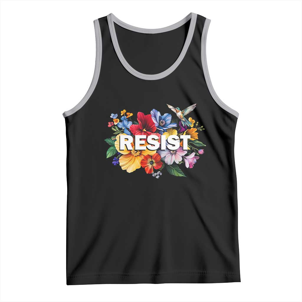 Resist Floral Tank Top Retro Botanical Graphic TS02 Black Athletic Heather Print Your Wear