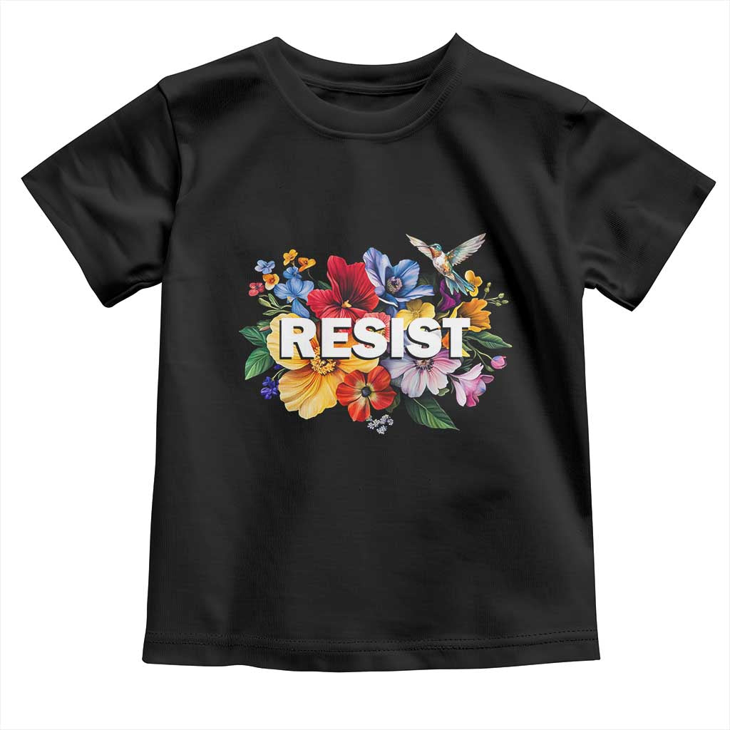 Resist Floral Toddler T Shirt Retro Botanical Graphic TS02 Black Print Your Wear