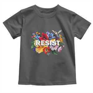 Resist Floral Toddler T Shirt Retro Botanical Graphic TS02 Dark Heather Print Your Wear