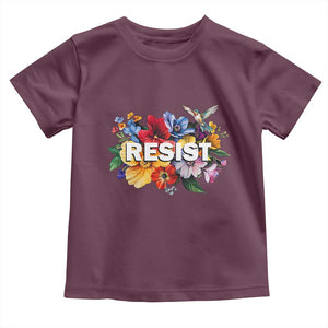 Resist Floral Toddler T Shirt Retro Botanical Graphic TS02 Maroon Print Your Wear