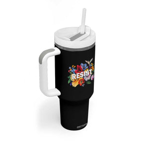Resist Floral Tumbler With Handle Retro Botanical Graphic TS02 Print Your Wear