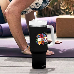 Resist Floral Tumbler With Handle Retro Botanical Graphic TS02 Print Your Wear