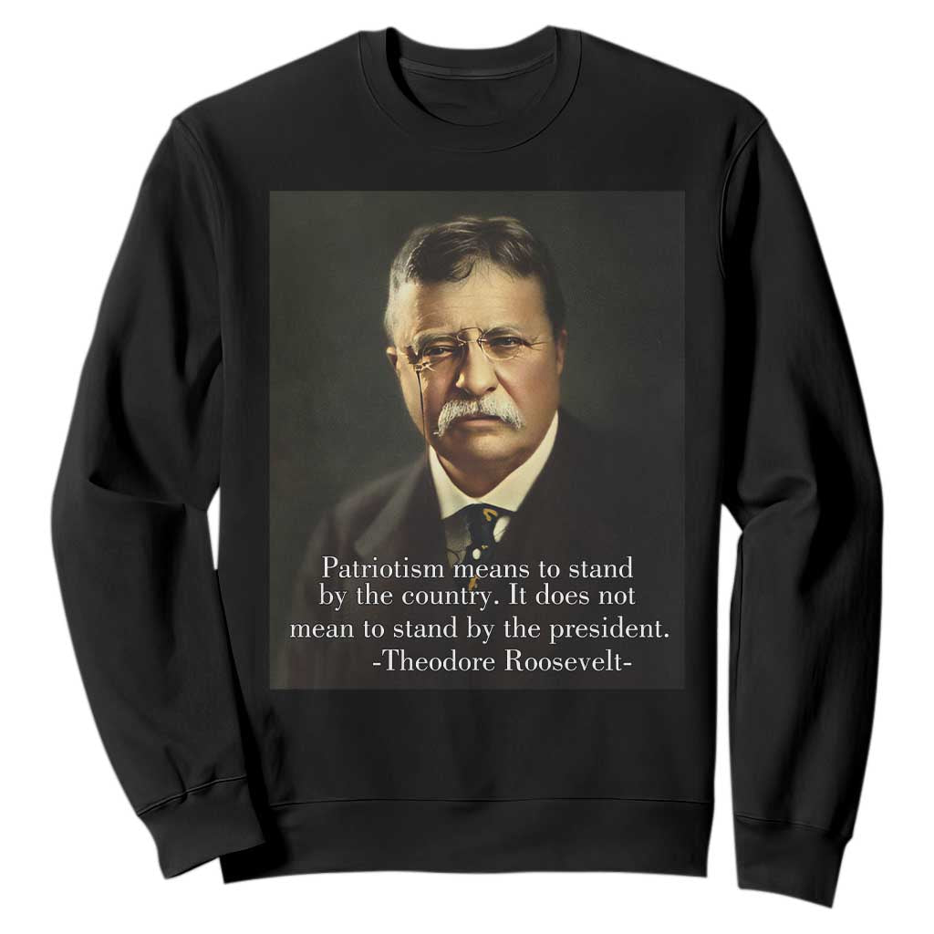 Theodore Teddy Roosevelt Patriotic Sweatshirt Patriotism Means To Stand By The Country TS02 Black Print Your Wear