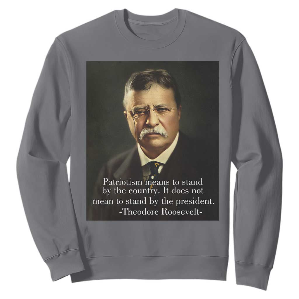 Theodore Teddy Roosevelt Patriotic Sweatshirt Patriotism Means To Stand By The Country TS02 Charcoal Print Your Wear