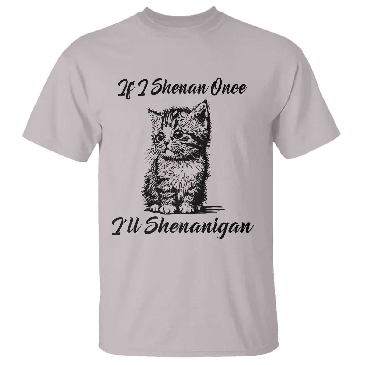 Cute Cat St Patricks Day T Shirt If I Shenan Once I'll Shenanigan TS02 Ice Gray Print Your Wear