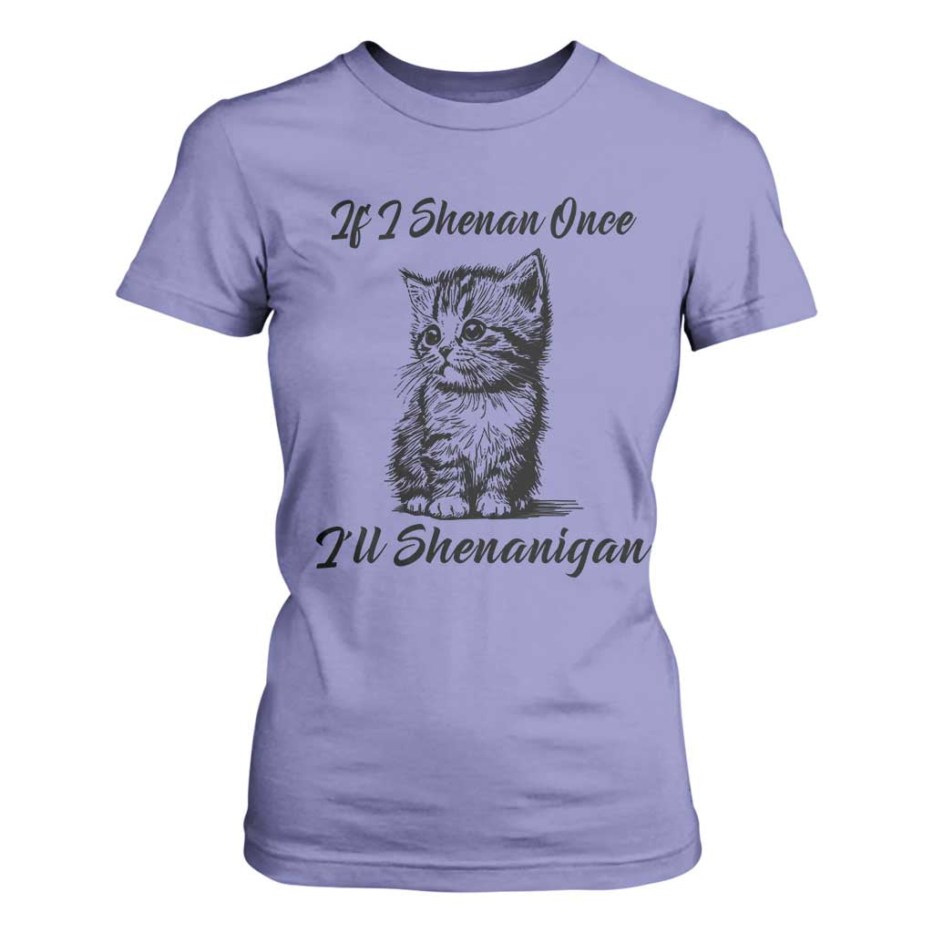 Cute Cat St Patricks Day T Shirt For Women If I Shenan Once I'll Shenanigan TS02 Violet Print Your Wear