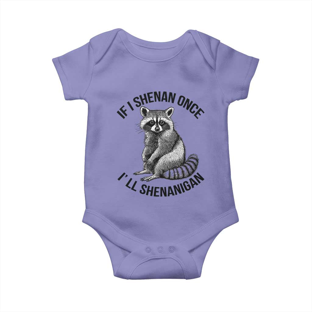 St Patricks Day Raccoon Meme Baby Onesie If I Shenan Once I'll Shenanigan TS02 Violet Print Your Wear