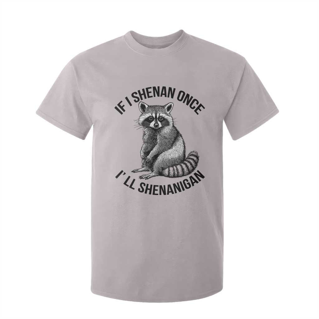 St Patricks Day Raccoon Meme T Shirt For Kid If I Shenan Once I'll Shenanigan TS02 Ice Gray Print Your Wear
