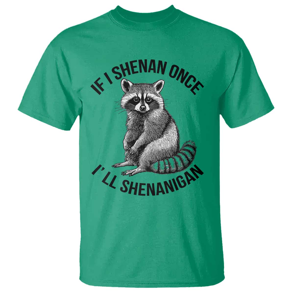 St Patricks Day Raccoon Meme T Shirt - If I Shenan Once I'll Shenanigan TS02 Irish Green Print Your Wear
