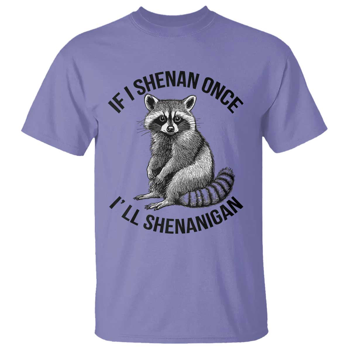 St Patricks Day Raccoon Meme T Shirt - If I Shenan Once I'll Shenanigan TS02 Violet Print Your Wear